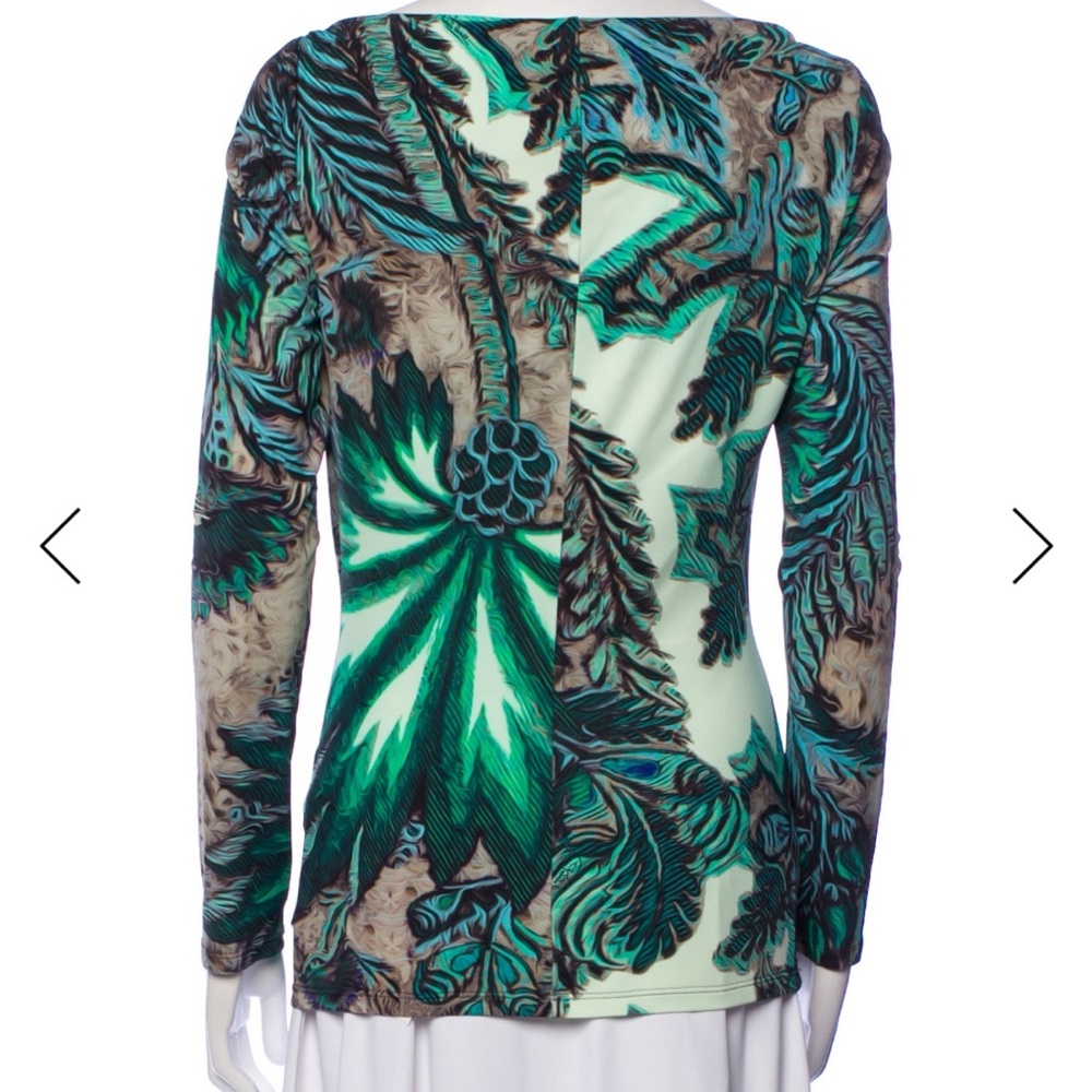 Roberto Cavalli green psychedelic leaf print top - Picture 8 of 8